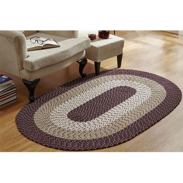 Better Trends Better Trends BRCB6RBU Country Stripe Braided Rug; Burgundy - 6 ft. Round BRCB6RBU